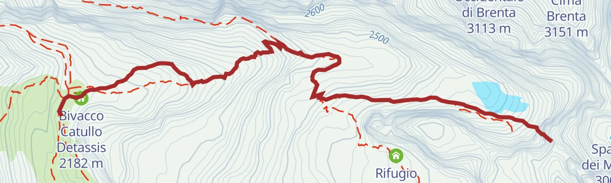 Route map: Via ferrata Oliva Detassis, Brenta Dolomites